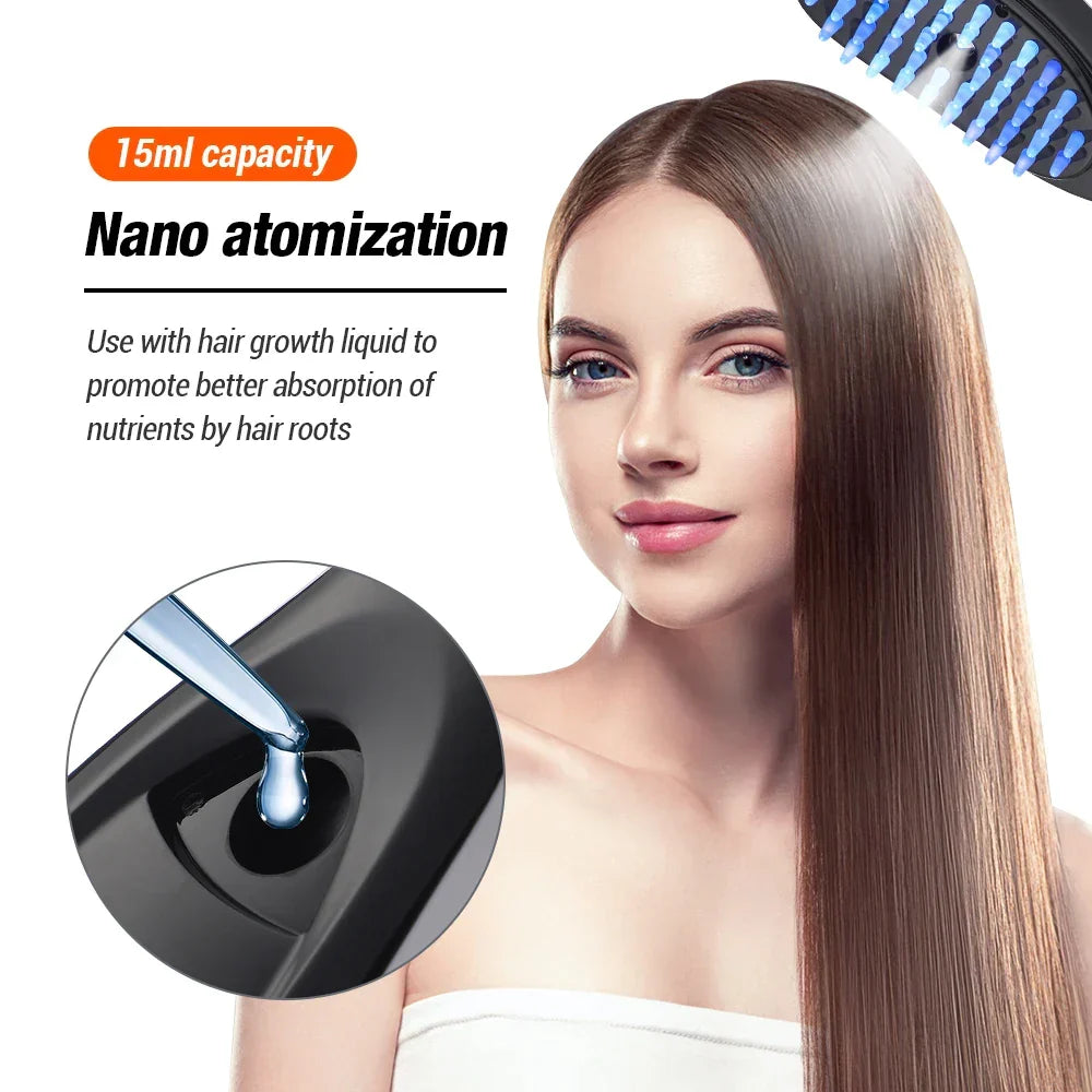 Brosse de massage du cuir chevelu avec brumisation et lumières