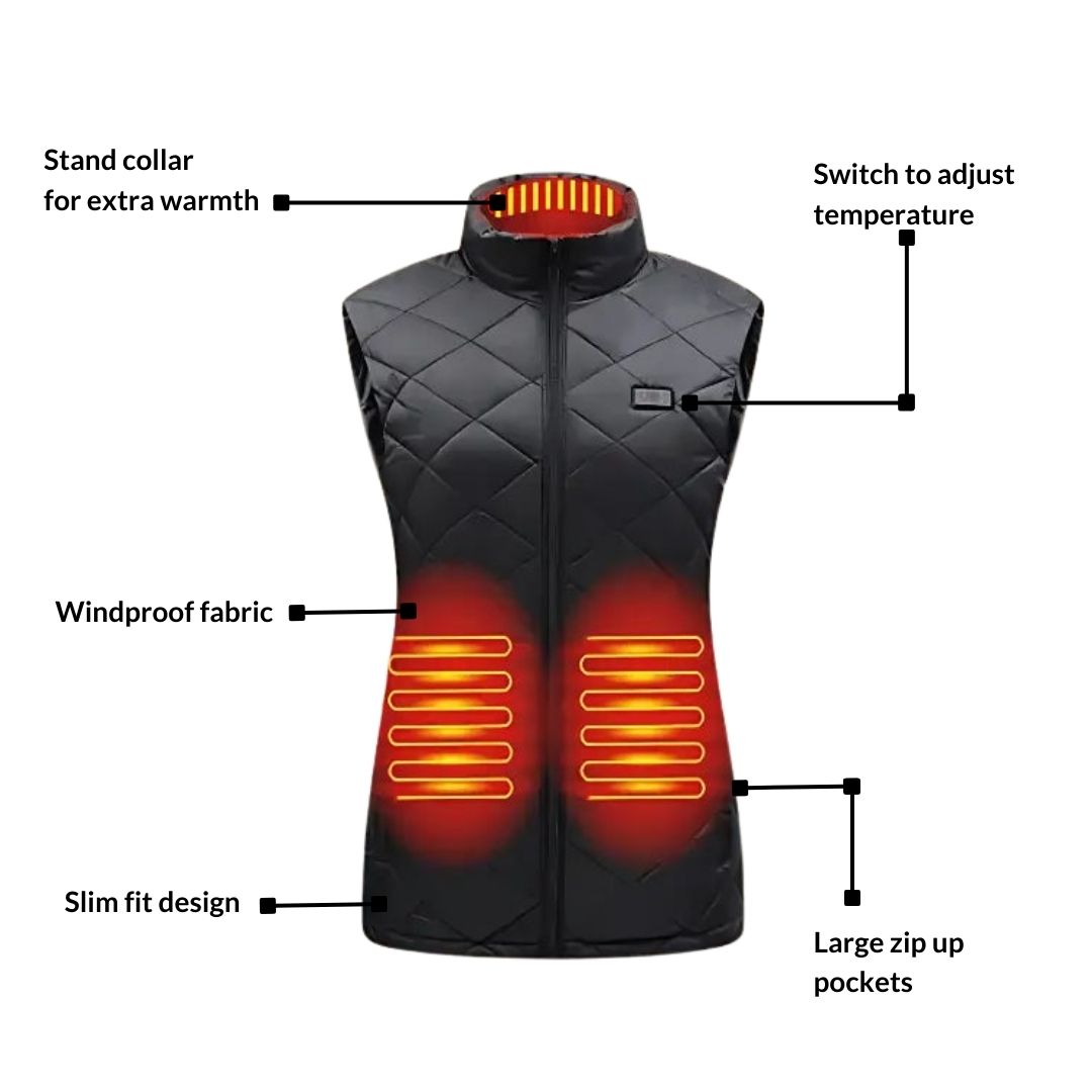 Gilet chauffant pour femme à 9 zones, alimentation USB