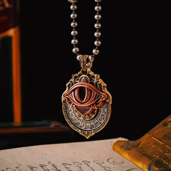 Collier pour homme avec pendentif œil en alliage métallique