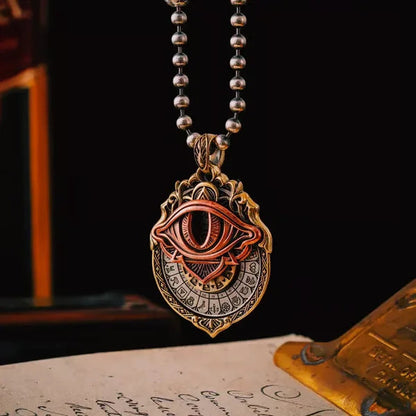 Collier pour homme avec pendentif œil en alliage métallique