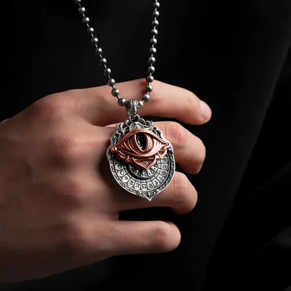 Collier pour homme avec pendentif œil en alliage métallique