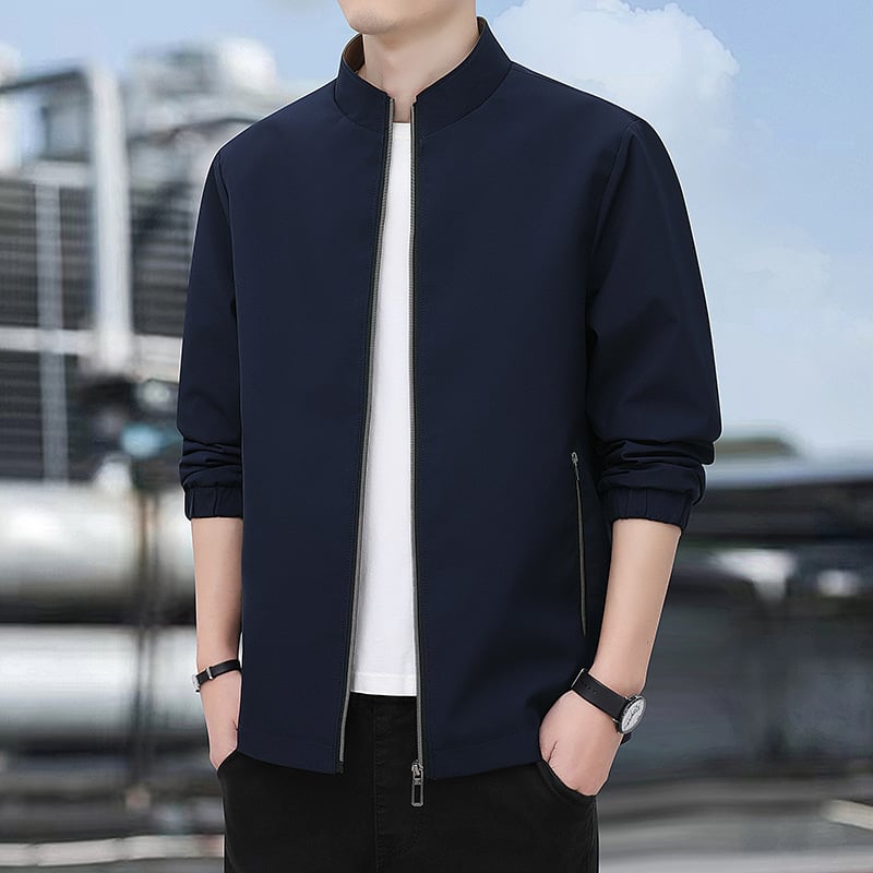 Veste homme en polyester à col montant et poches zippées