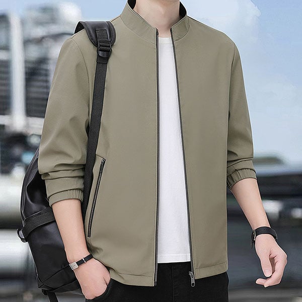 Veste homme en polyester à col montant et poches zippées