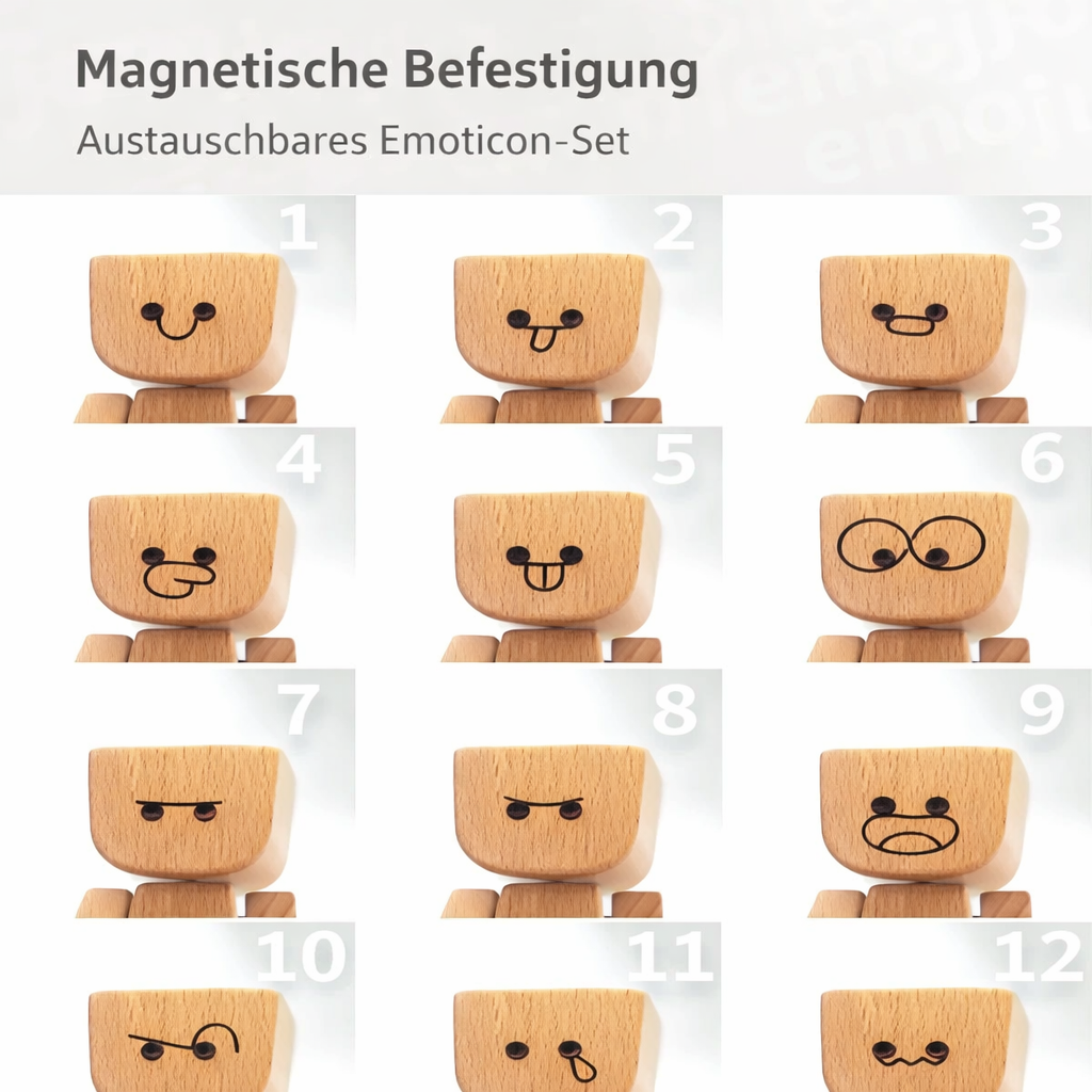 Figurine en bois basculante à visages interchangeables