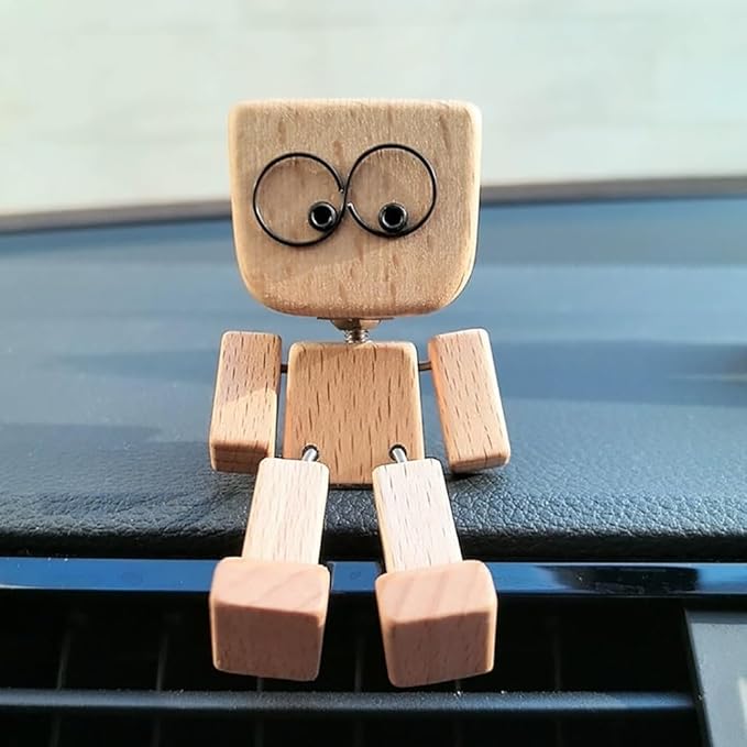 Figurine en bois basculante à visages interchangeables
