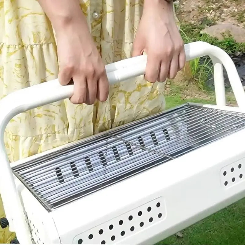 Barbecue à charbon portable avec poignées pliantes