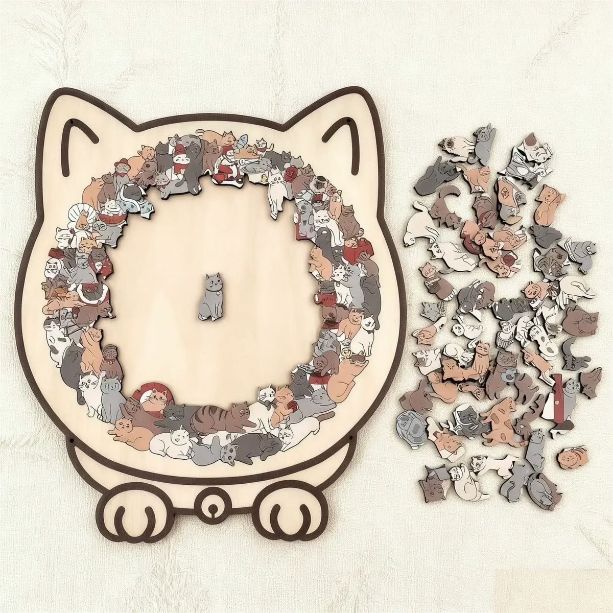Puzzle chat en bois à couleurs douces – 135 pièces