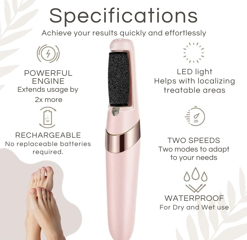 Râpe électrique pour pieds rechargeable USB avec 2 rouleaux