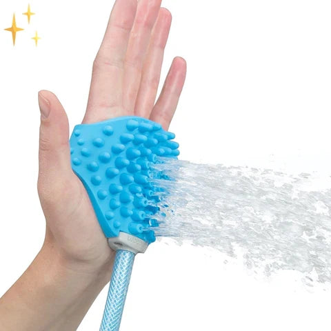 Gant de lavage pour chien en silicone avec raccord de tuyau