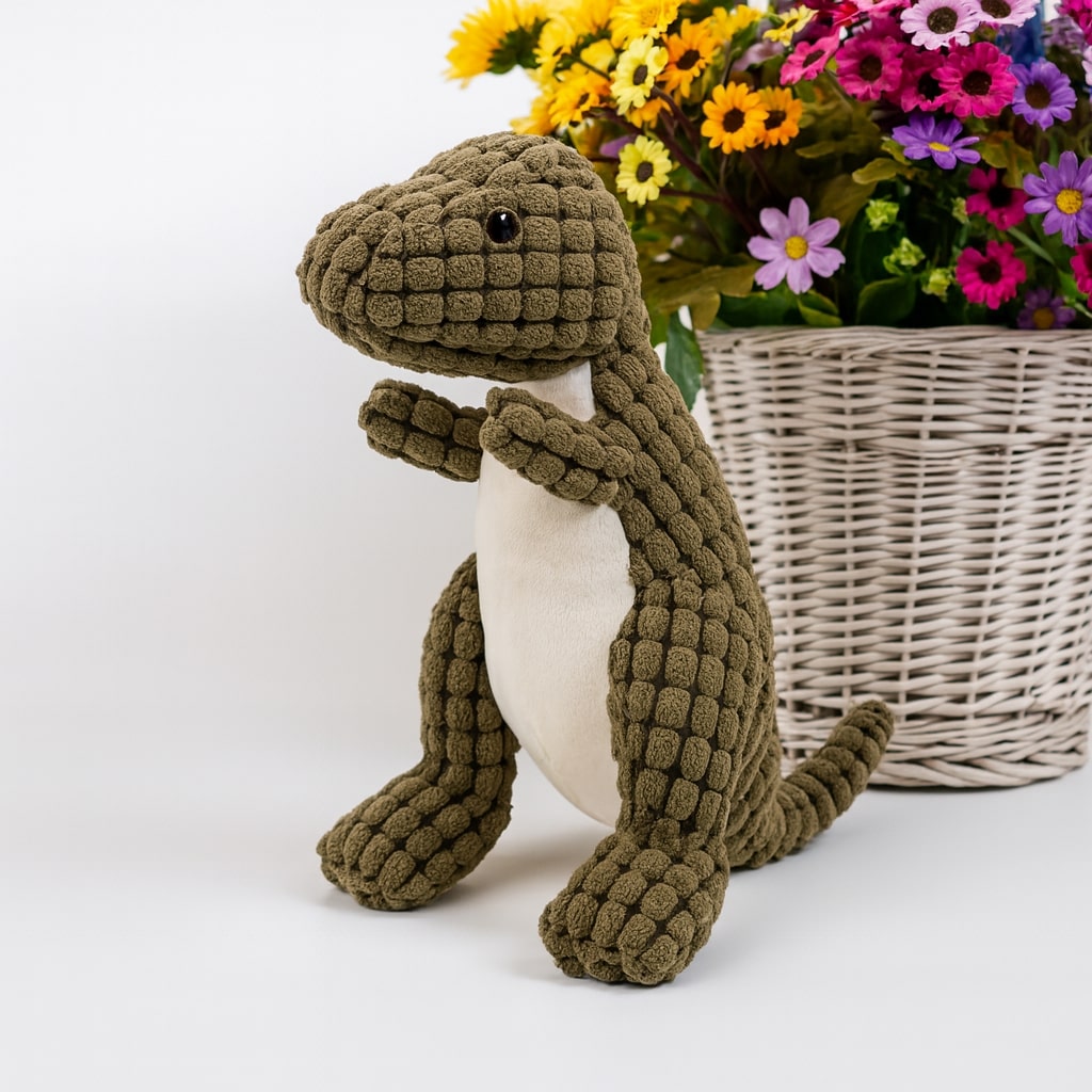 Jouet dinosaure pour chien avec couineur