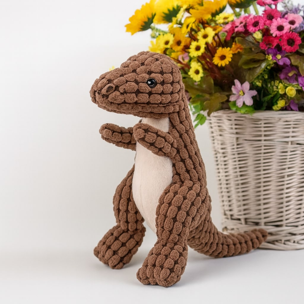 Jouet dinosaure pour chien avec couineur