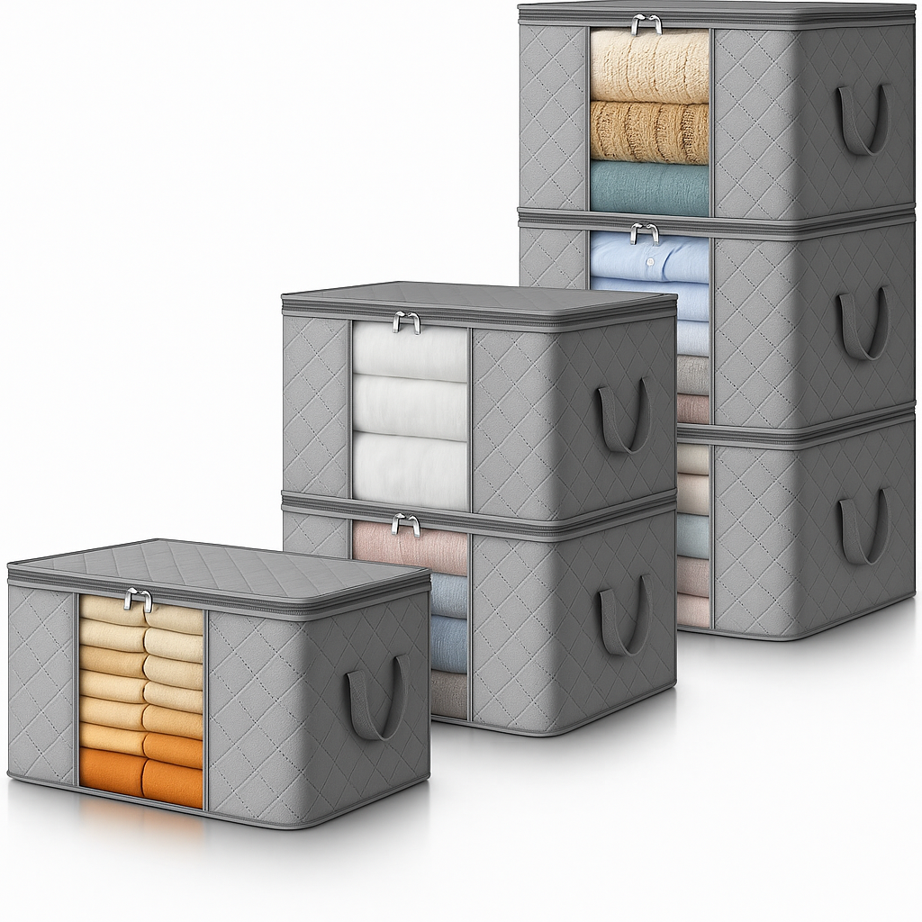 Boîte de rangement textile pliable à fenêtre et poignées