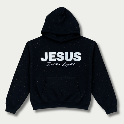 Sweat à capuche décoré de strass à motif religieux