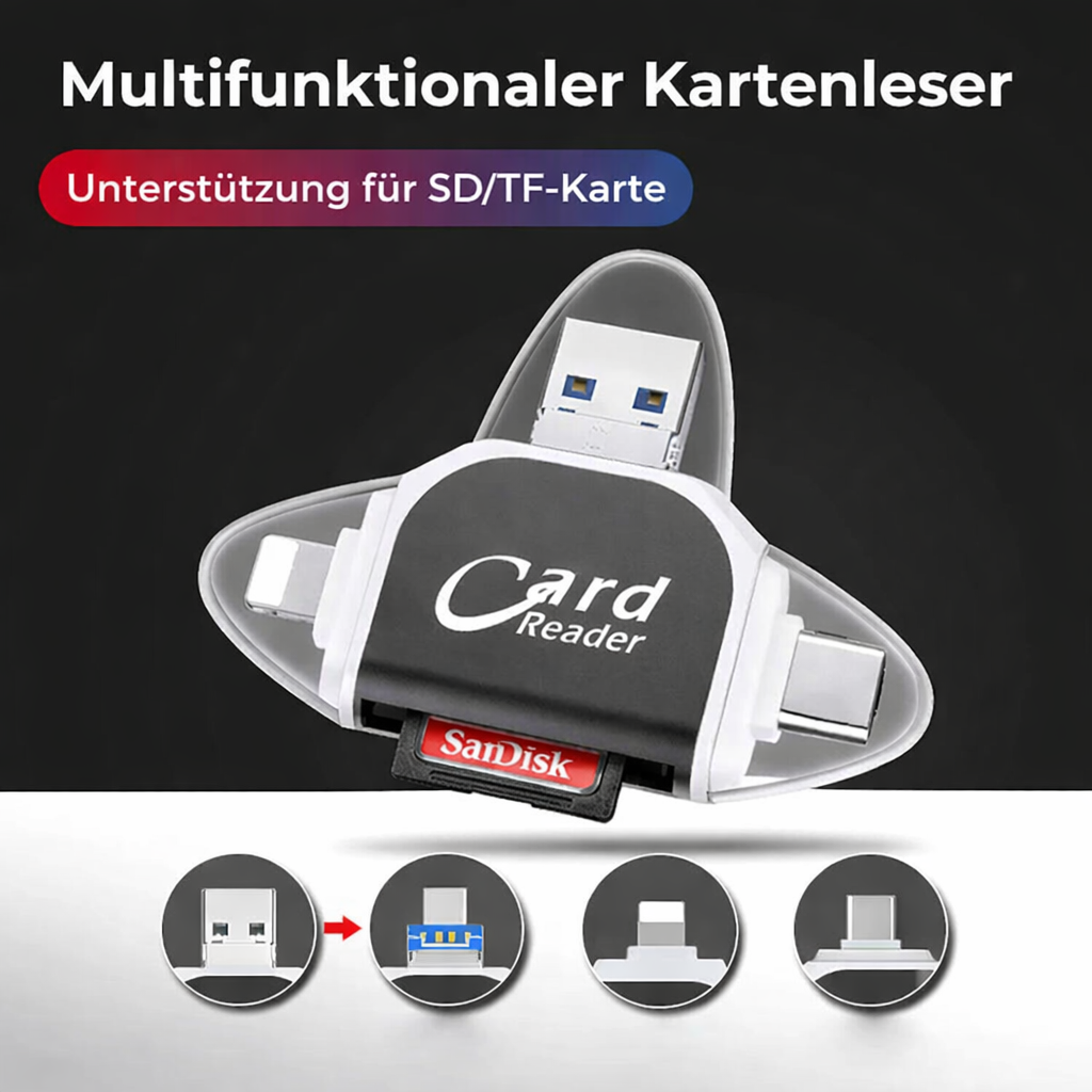 Lecteur de cartes SD et microSD à connecteurs multiples