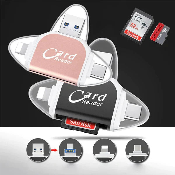 Lecteur de cartes SD et microSD à connecteurs multiples