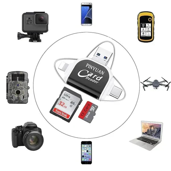 Lecteur de cartes SD et microSD à connecteurs multiples