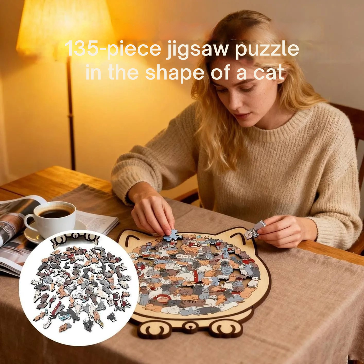 Puzzle en forme de chat – 135 pièces