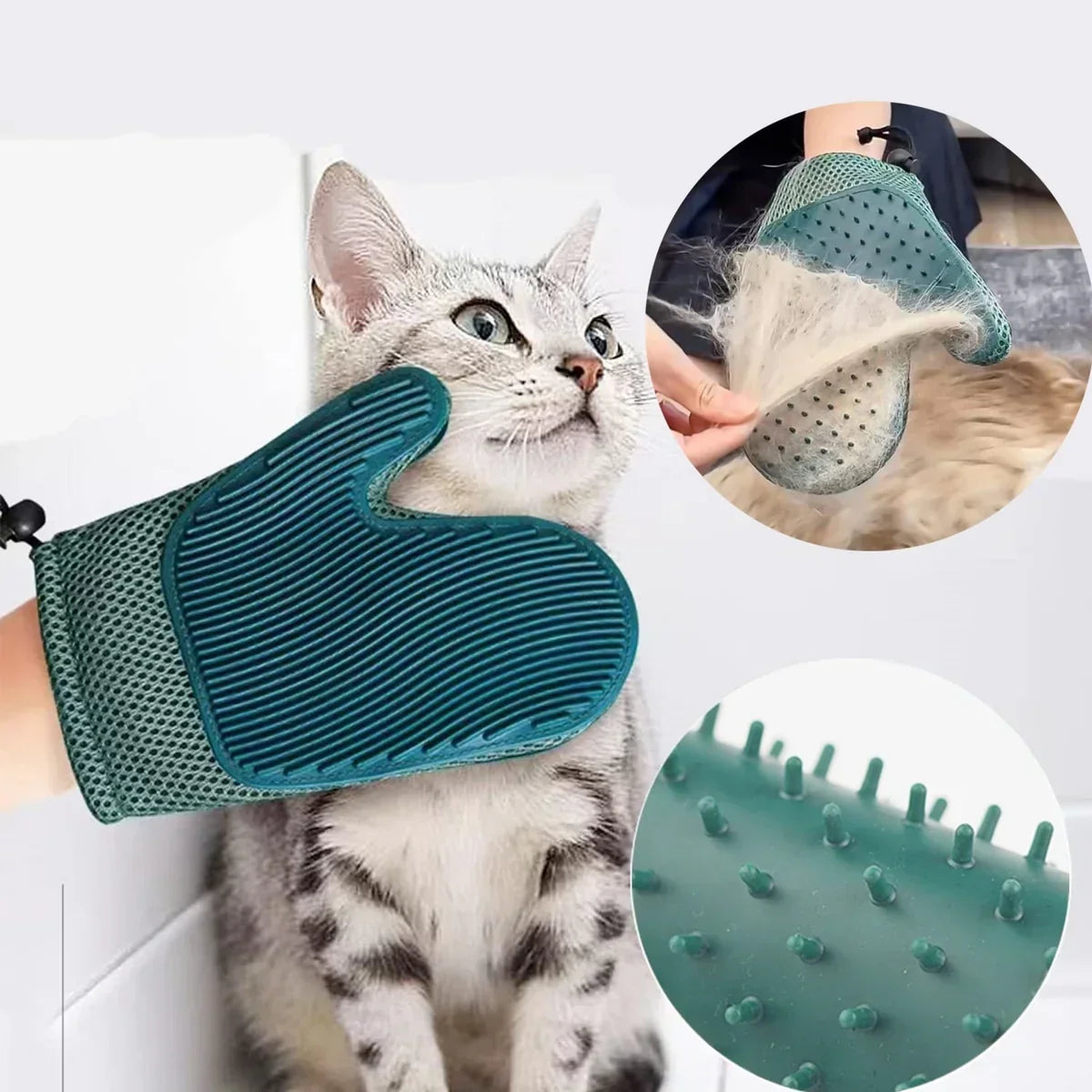 Gant de toilettage pour chat à picots en silicone, main gauche ou droite