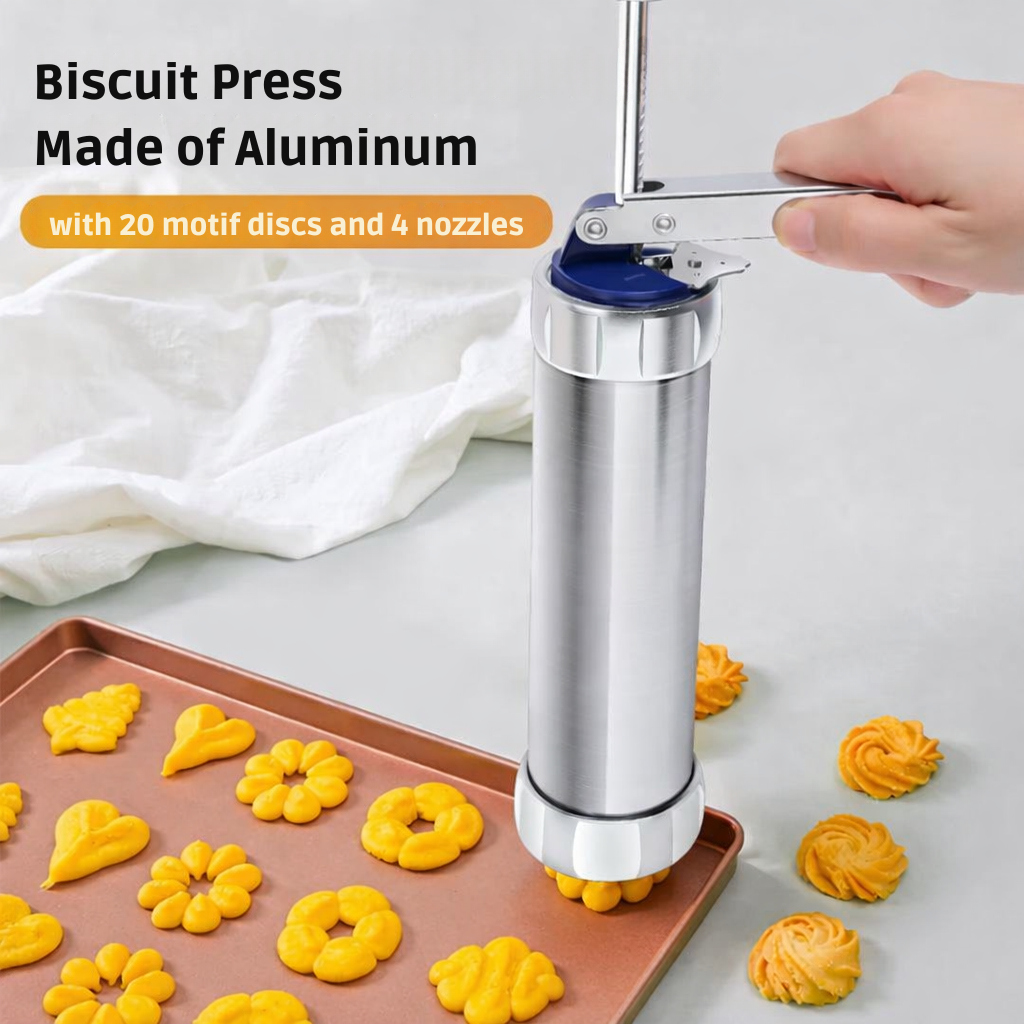 Presse à biscuits en aluminium avec 20 disques et 4 douilles
