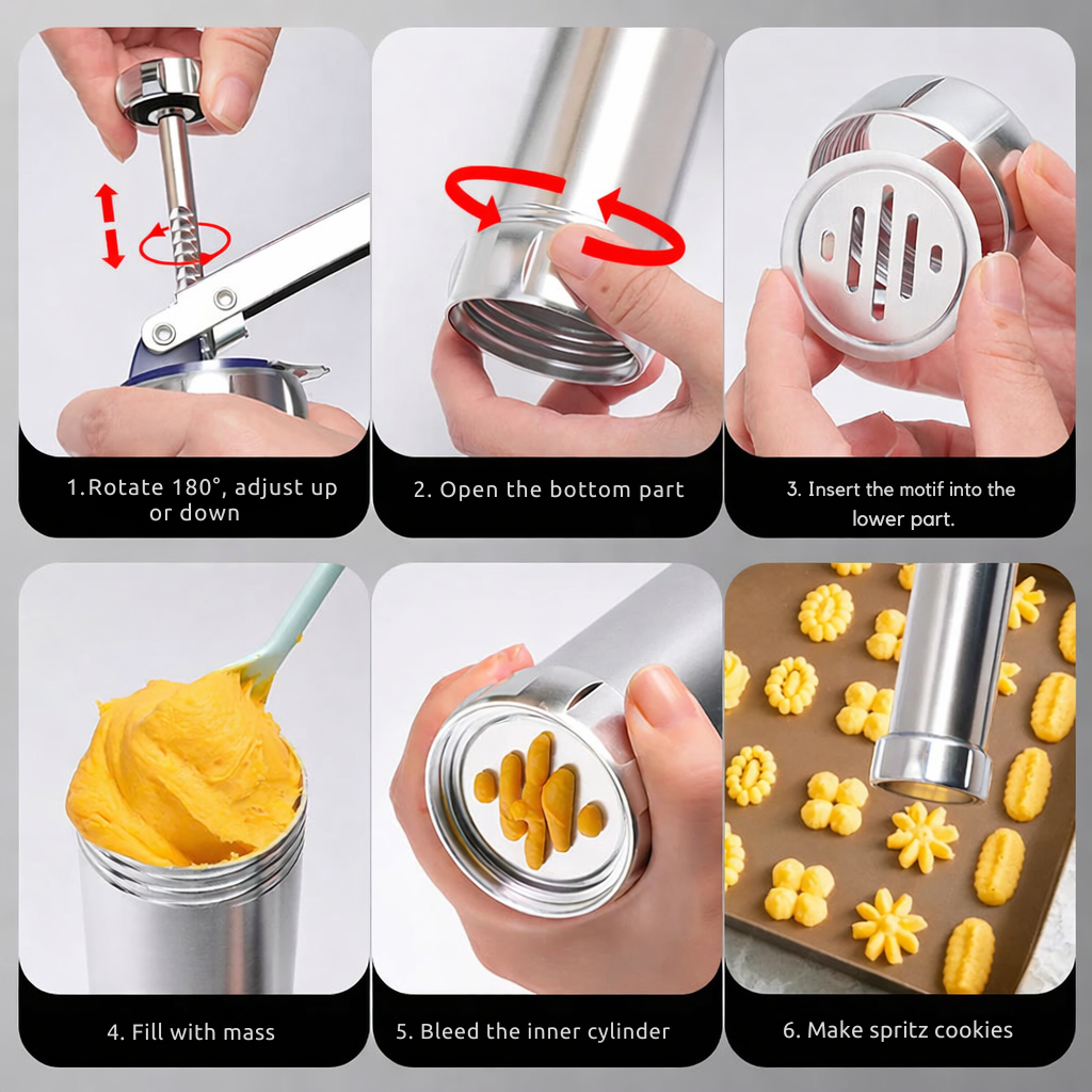 Presse à biscuits en aluminium avec 20 disques et 4 douilles