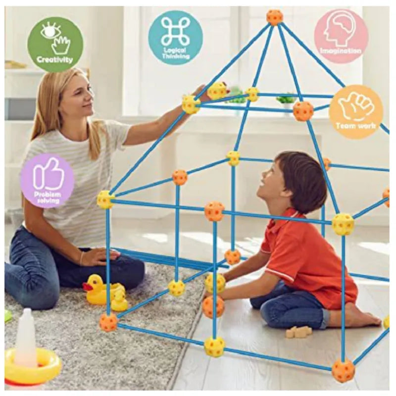 Kit de construction de cabanes avec tiges et boules