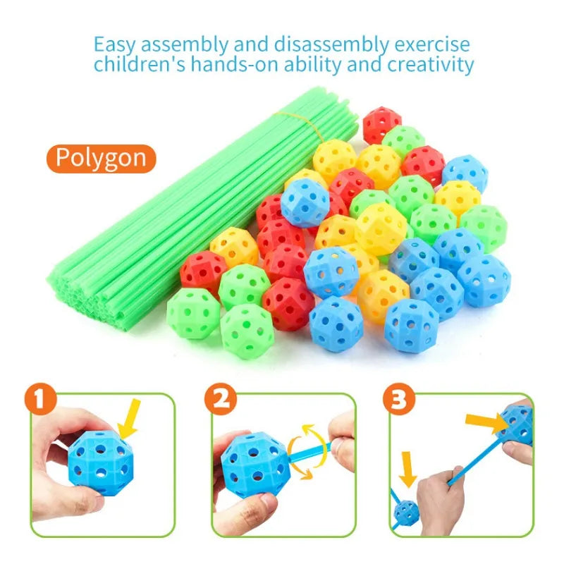 Kit de construction de cabanes avec tiges et boules