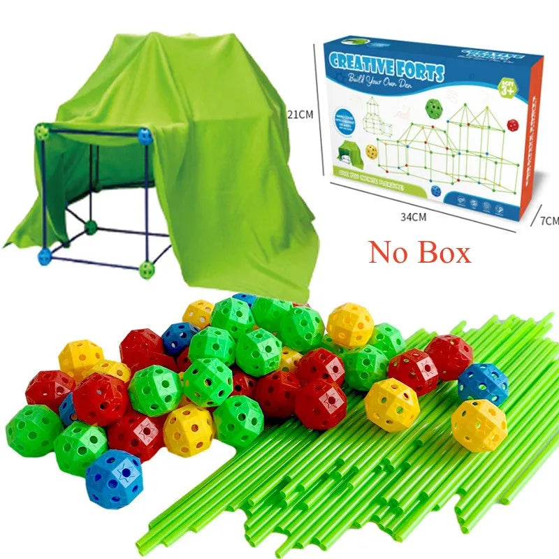Kit de construction de cabanes avec tiges et boules