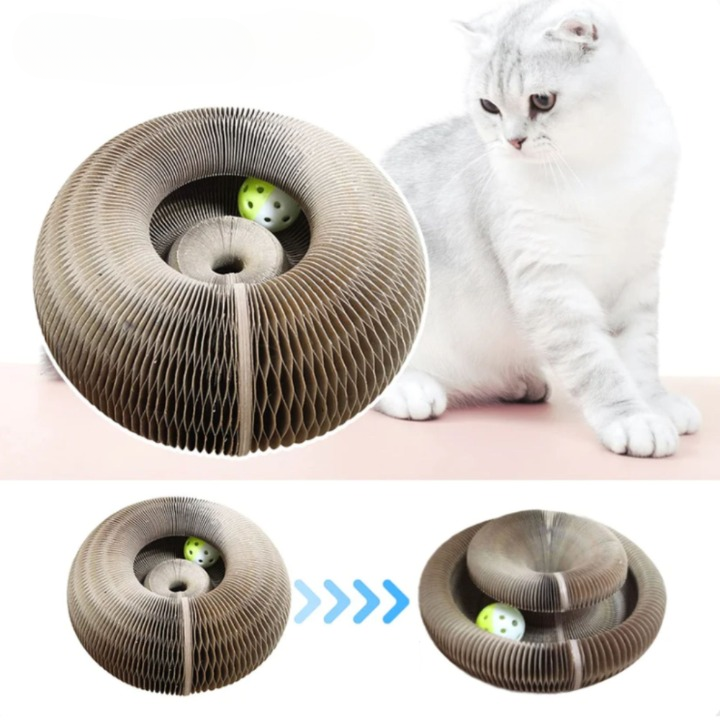 Jouet et griffoir modulable pour chat avec balle