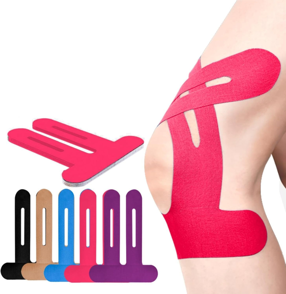 Bandes élastiques prédécoupées pour genou en coton