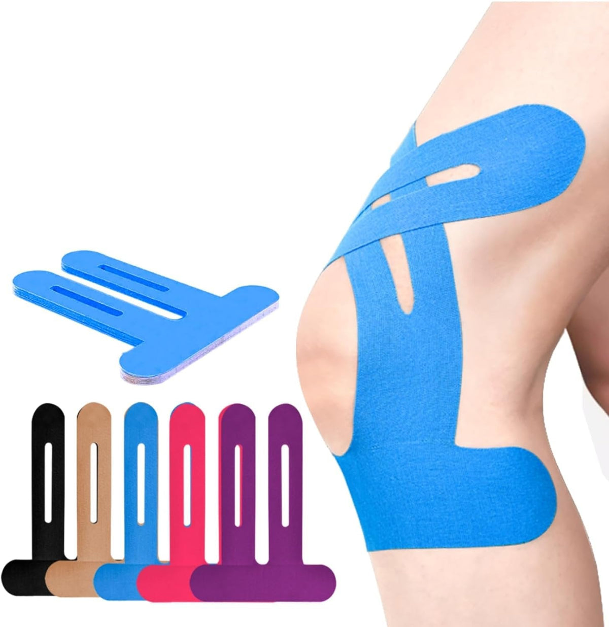 Bandes élastiques prédécoupées pour genou en coton
