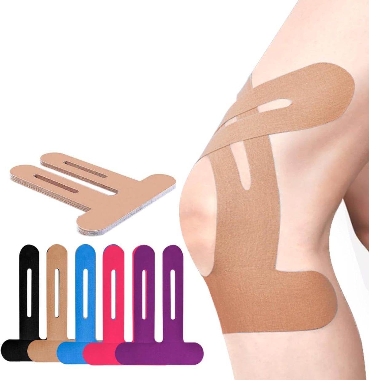 Bandes élastiques prédécoupées pour genou en coton