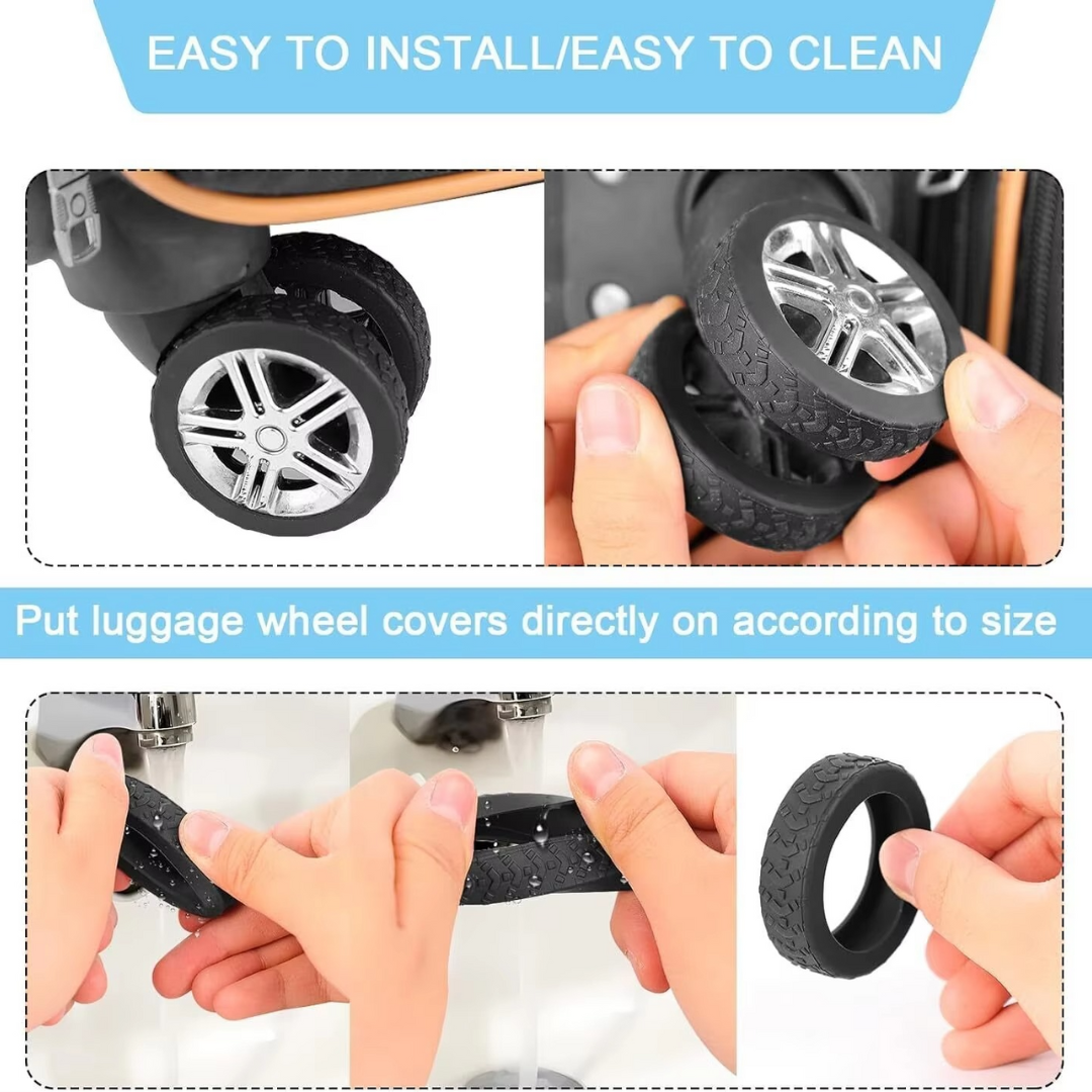 Protections de roues de valise en silicone – lot de 8