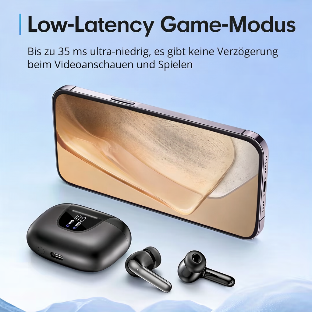 Écouteurs sans fil avec affichage de batterie et recharge USB-C