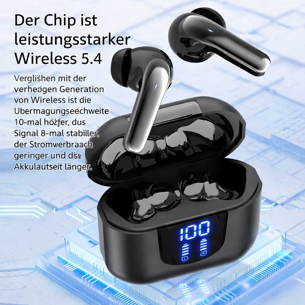 Écouteurs sans fil avec affichage de batterie et recharge USB-C
