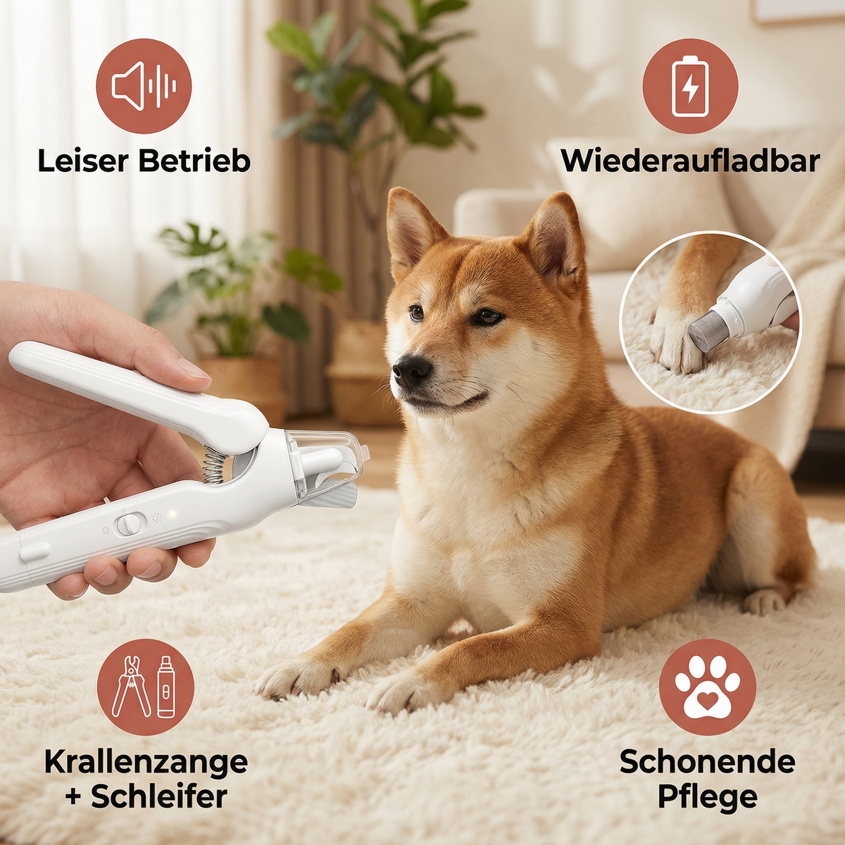 Coupe-griffes et lime électrique 2 en 1 pour animaux, rechargeable USB