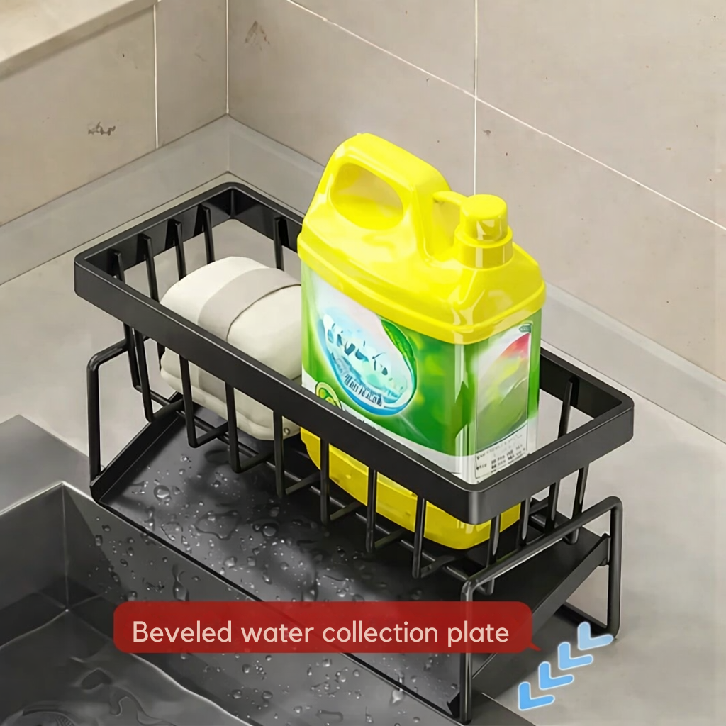 Rangement d’évier en acier inoxydable avec porte-serviette