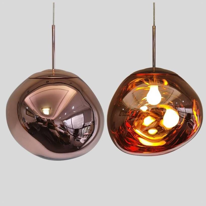Suspension en verre ambré effet miroir – 15 cm – image 12