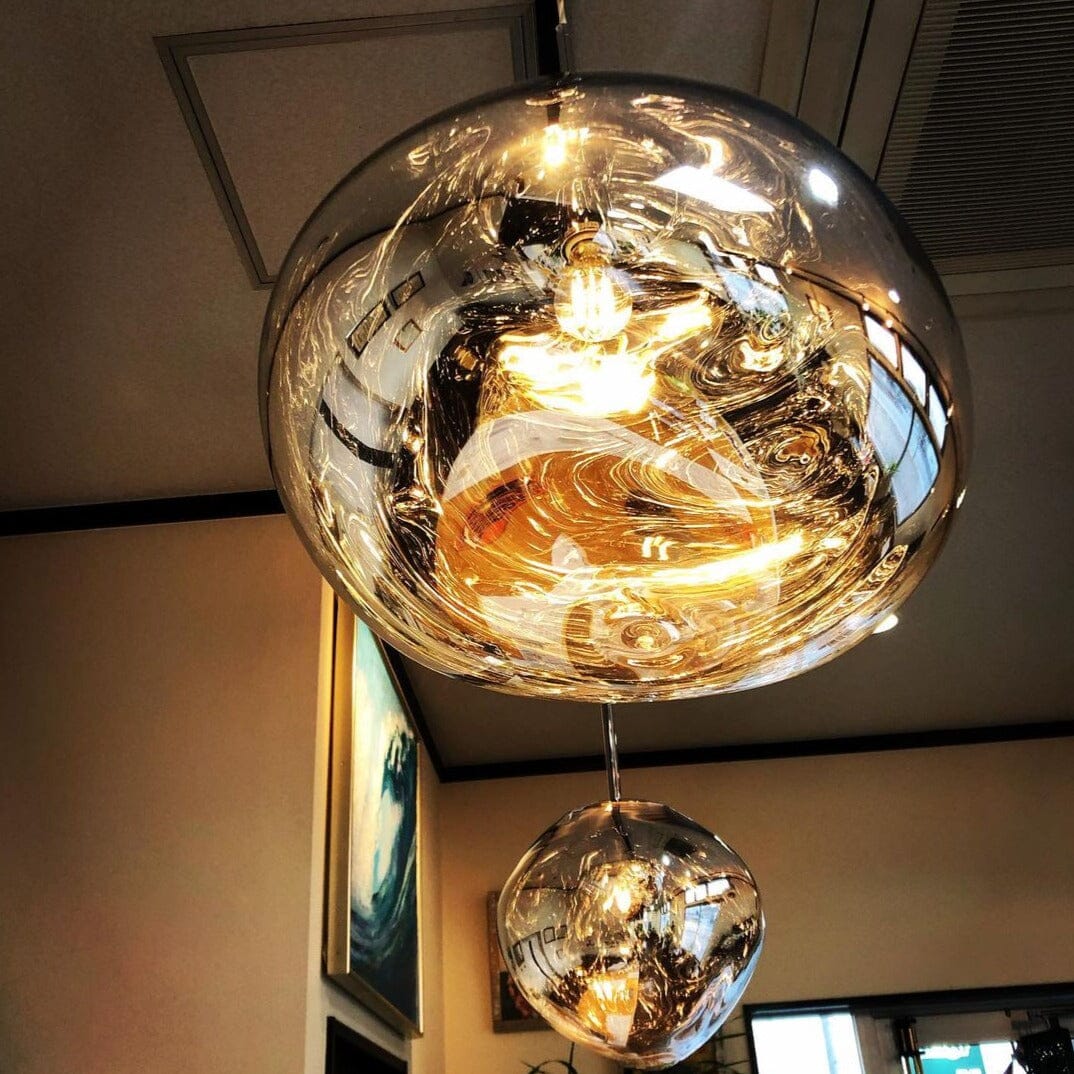 Suspension en verre ambré effet miroir – 15 cm – image 17