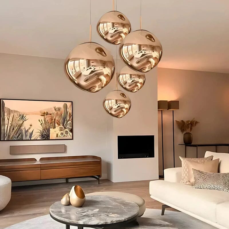 Suspension en verre ambré effet miroir – 15 cm – image 3