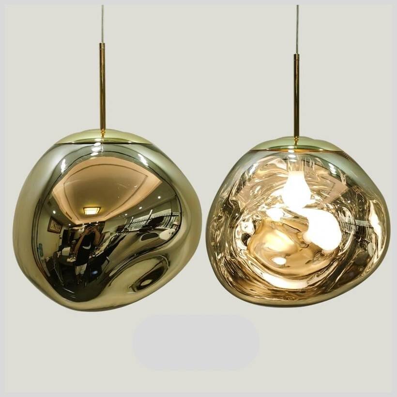 Suspension en verre ambré effet miroir – 15 cm – image 22