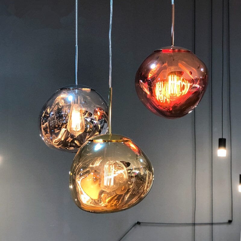 Suspension en verre ambré effet miroir – 15 cm – image 26