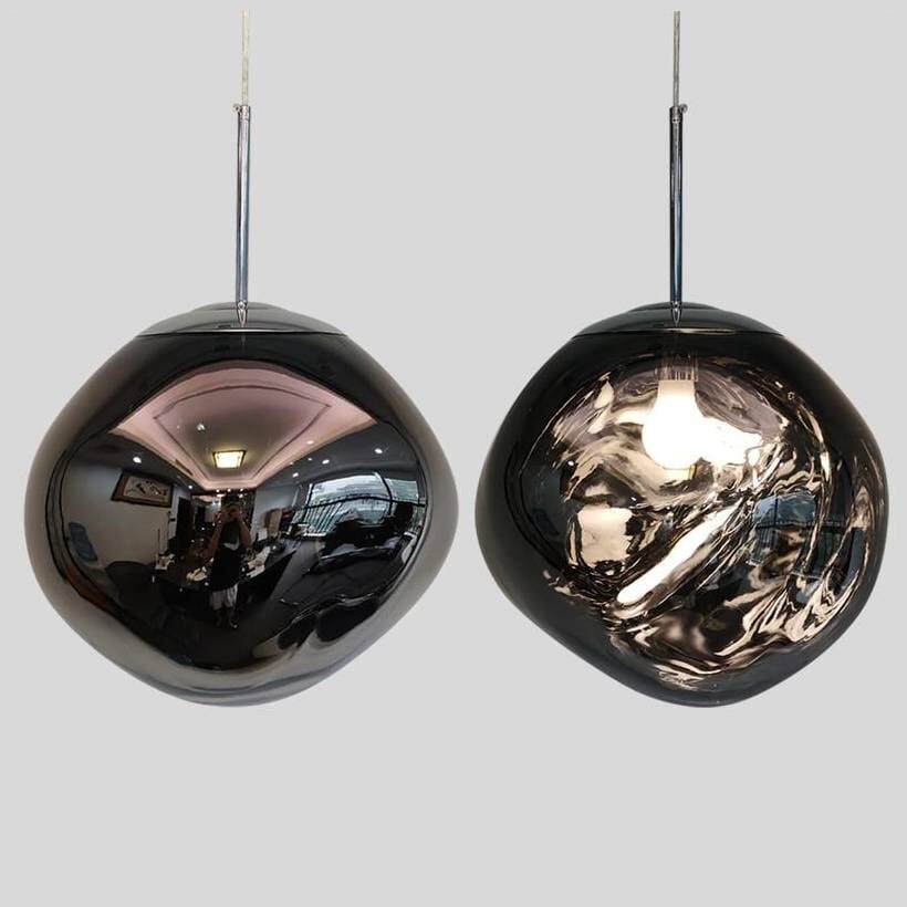 Suspension en verre ambré effet miroir – 15 cm – image 27