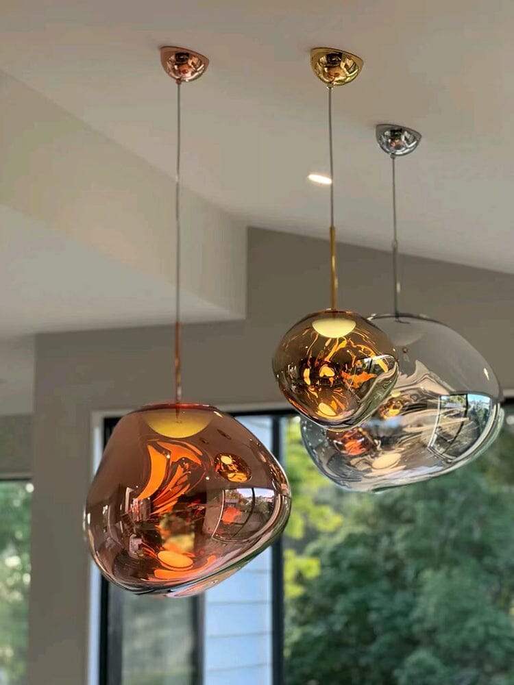 Suspension en verre ambré effet miroir – 15 cm – image 29