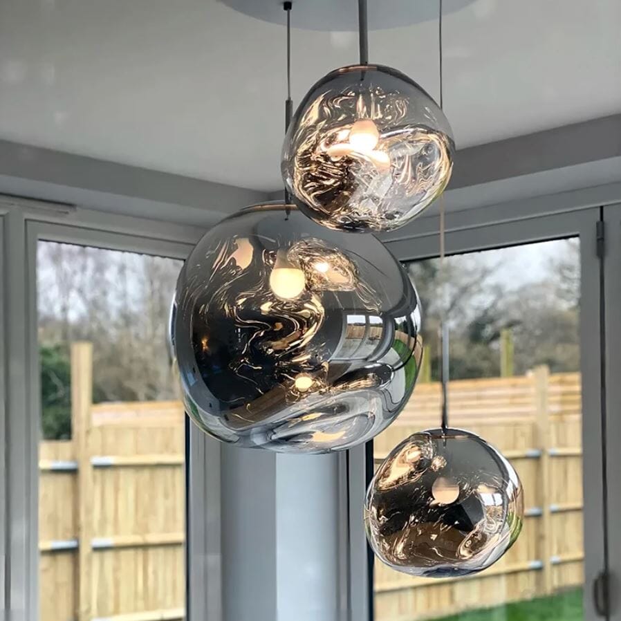Suspension en verre ambré effet miroir – 15 cm – image 30