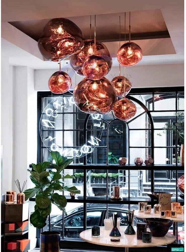 Suspension en verre ambré effet miroir – 15 cm – image 36