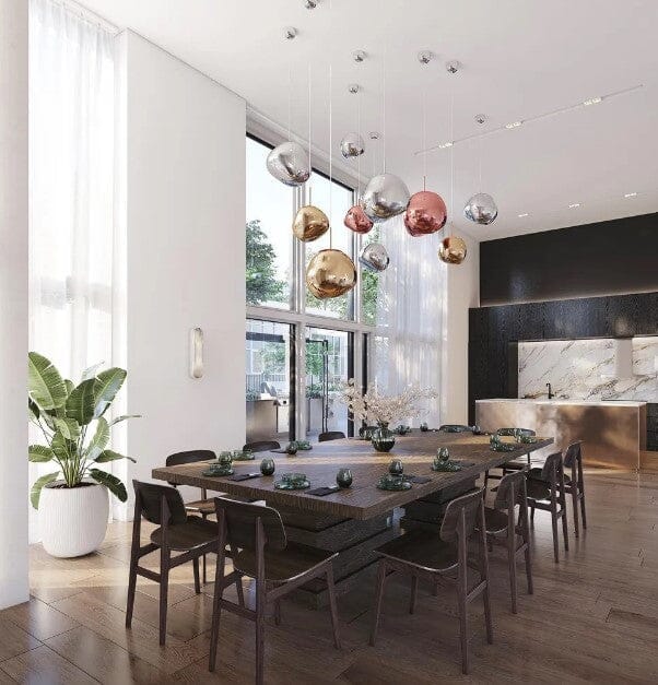 Suspension en verre ambré effet miroir – 15 cm – image 37