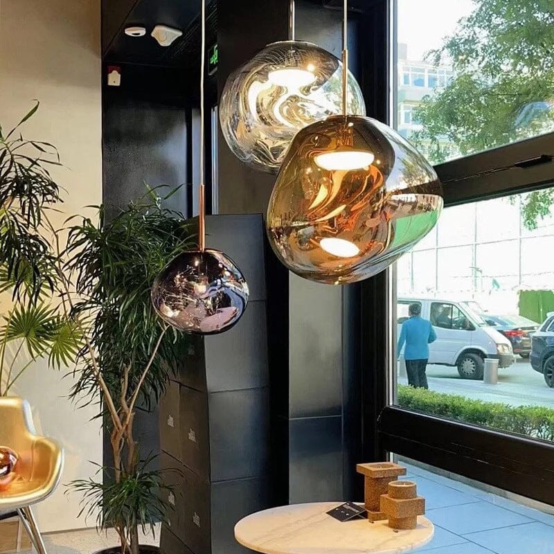 Suspension en verre ambré effet miroir – 15 cm – image 38