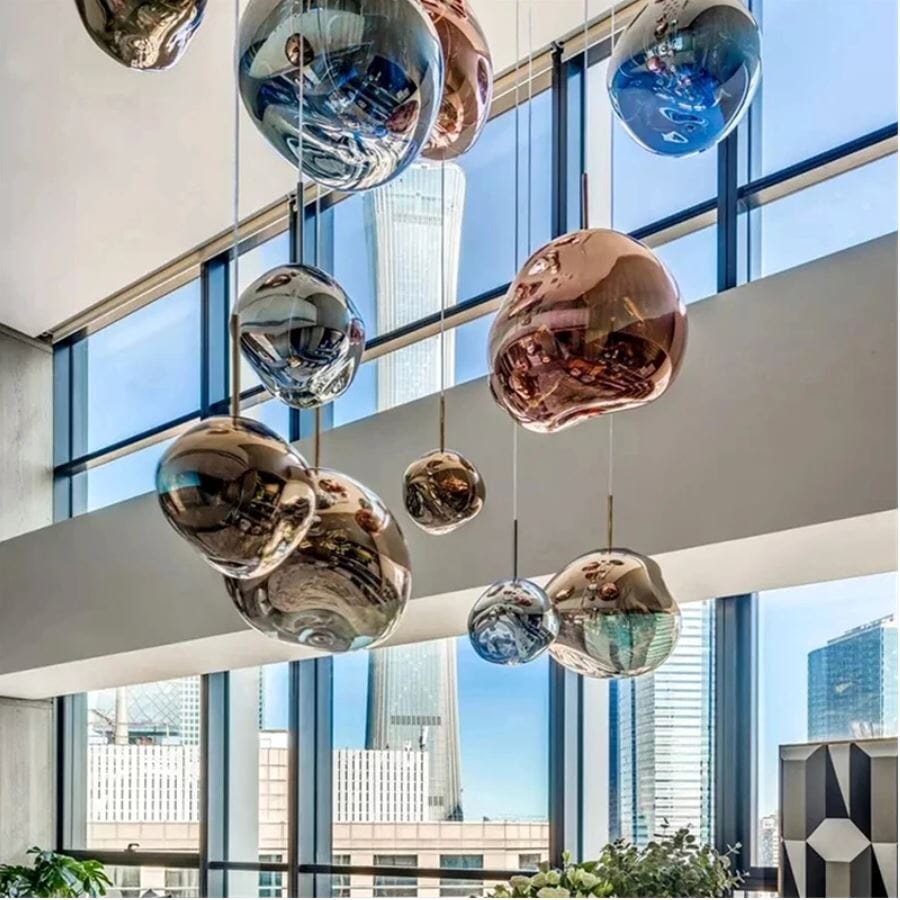 Suspension en verre ambré effet miroir – 15 cm – image 6