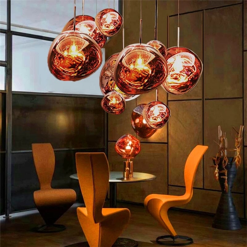 Suspension en verre ambré effet miroir – 15 cm – image 9