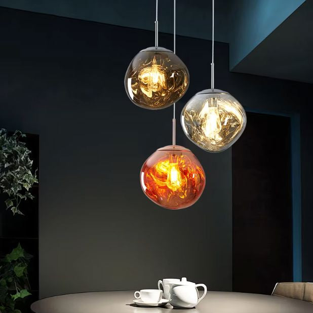 Suspension en verre ambré effet miroir – 15 cm